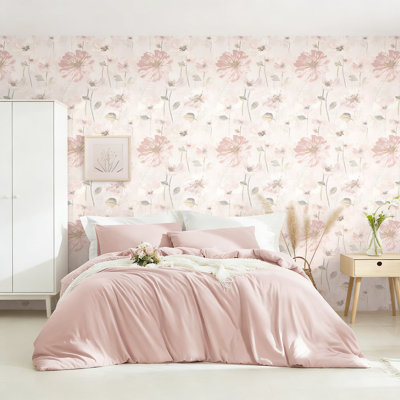 Removable Self-Adhesive Wallpaper - Vintage Watercolor Floral Peel And Stick Vinyl For Walls, Furniture, Cabinets, Bathroom, Bedroom, And Nursery Decor