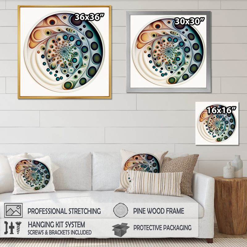«Soft Coloured Cymatics Mandala I» sur toile, Cadre flottant noir, H 30 po x l 30 po x P 1 po