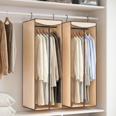 Longs sacs à vêtements pour suspendre une housse pour vêtements, paquet de 2 beige
