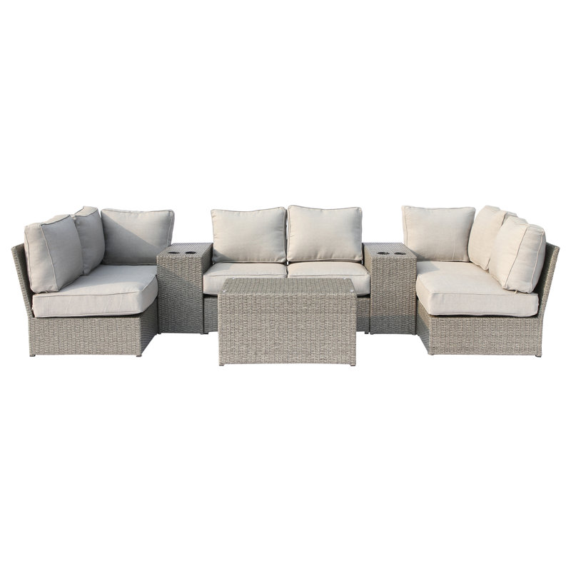 Winsford Fully Assembled 4 - Person Seating Group with Cushions |Assembled Wicker Sofa