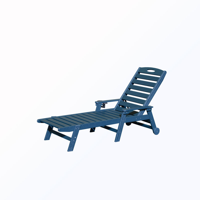 Chaise longue de patio avec dossier inclinable, Navy Blue