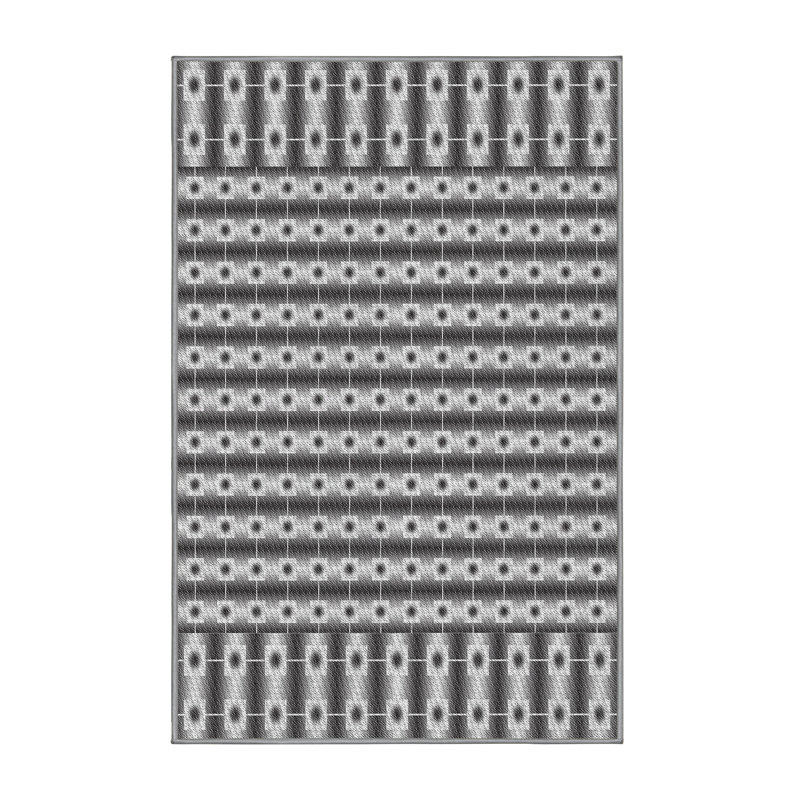 Tapis noir/blanc cassé tissé à la machine, Rectangle 5 pi x 7 pi