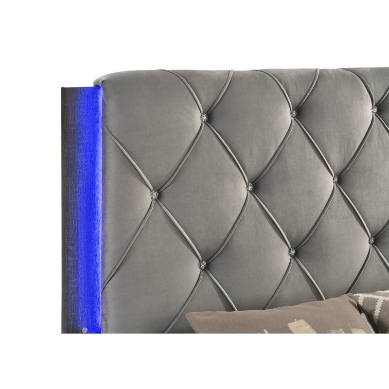 Deema Upholstered Velvet Standard Bed, Queen