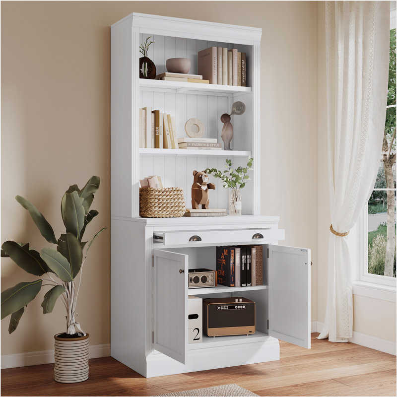 83.4"Tall Bookshelf Suite, Modern Bookcase Suite with LED Lighting,Doors and Drawers,2-Piece Set Storage Bookcase with Open Shelves