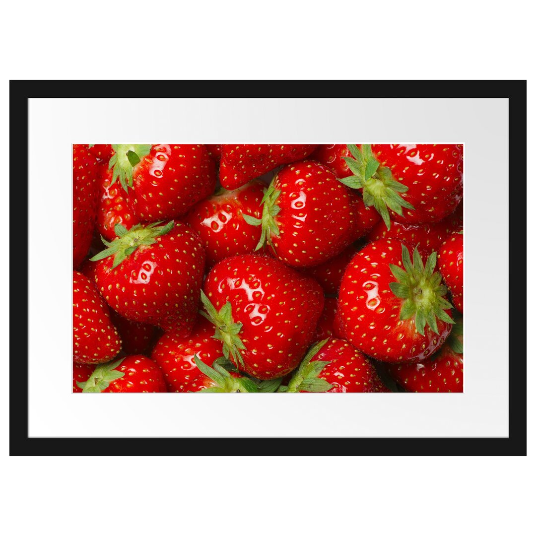 Gerahmtes Poster Leckere frische Erdbeeren