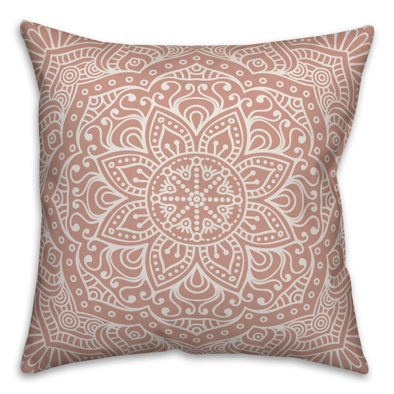 Damask Throw Pillow, 16" x 16", Blush