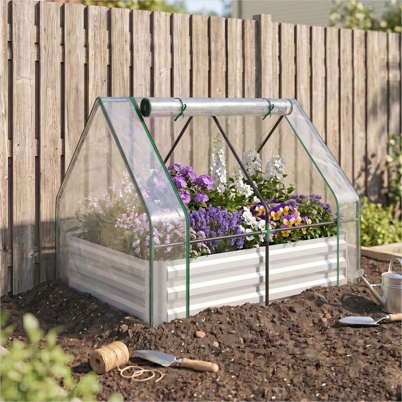 Support pour plante en métal transparent, 3 pi, avec contrôle pratique pour l'espace extérieur, le PVC et l'acier