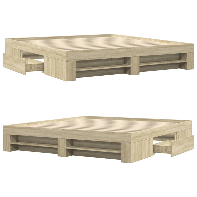 Storage Bed, Sonoma Oak, 200 x 200cm