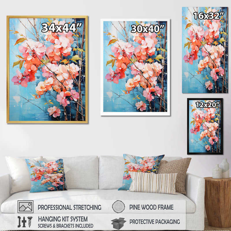 Coral Dreams I - Flowers, impression d'art mural, Cadre simple noir, H 20 po x l 12 po x P 1 po