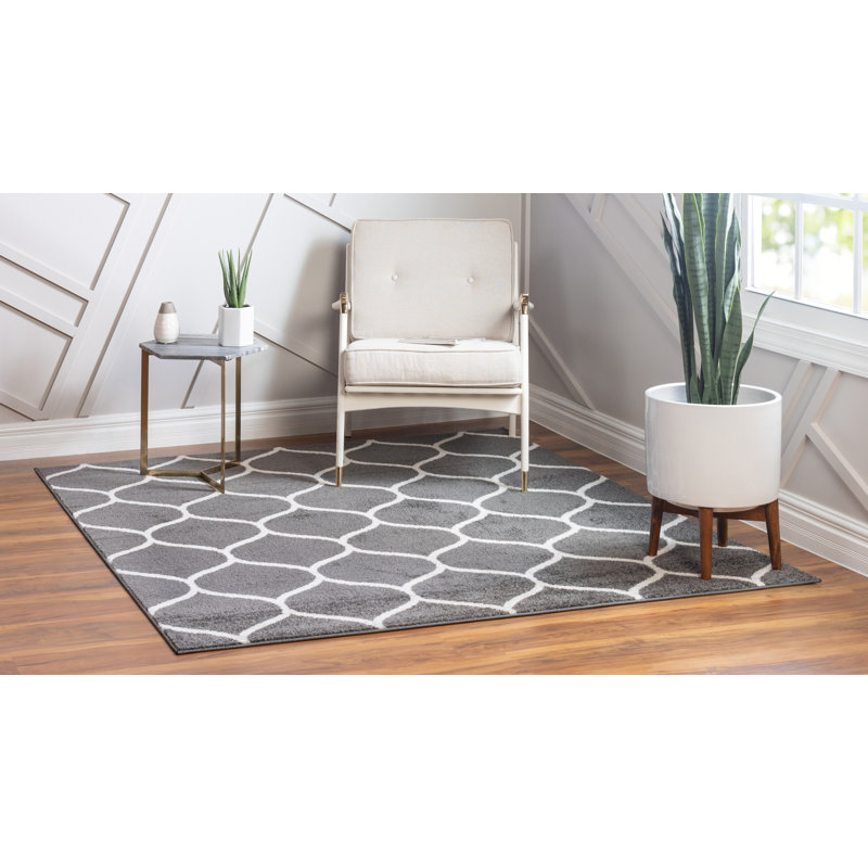 Tapis gris foncé Lllan, Carré 5 pi 3 po