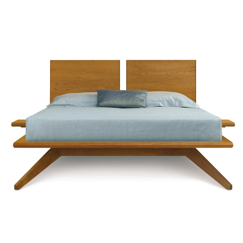 Astrid Solid Wood Platform Bed, Queen, Natural Cherry
