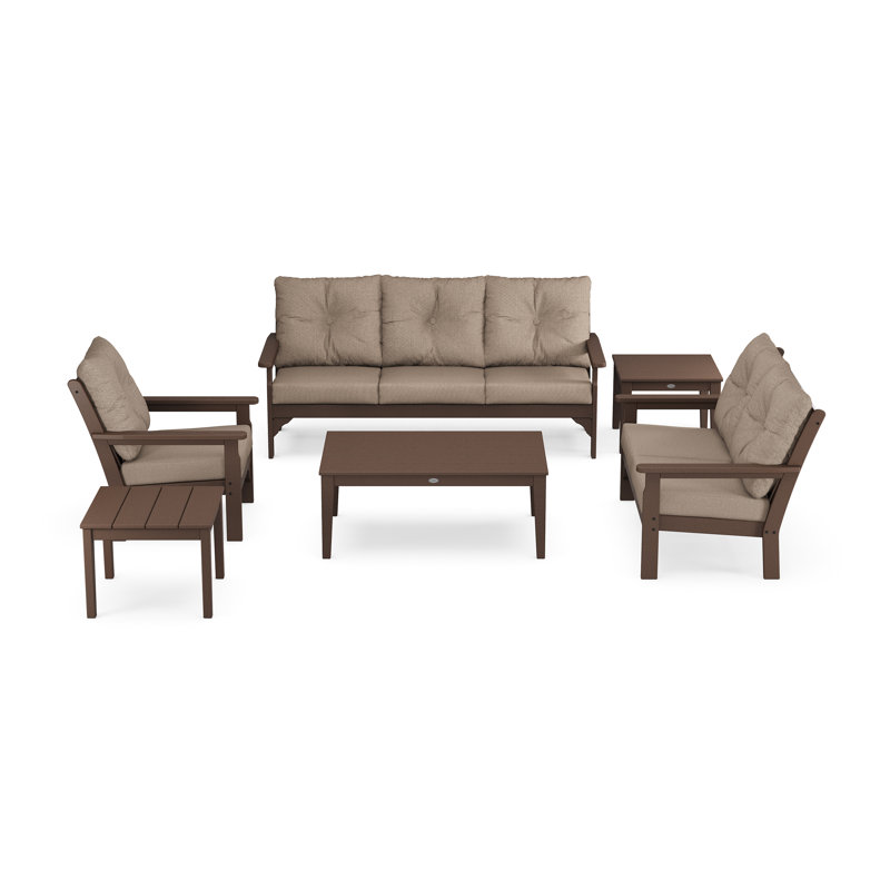 Vineyard 6-Piece Deep Seating Set, Mahogany, Spiced Burlap
