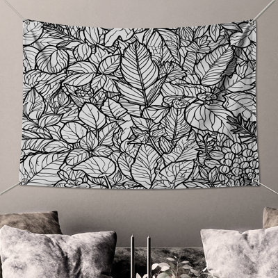 Detailed Leaf Illustration Wall Tapestry - Leaves Wall Decor