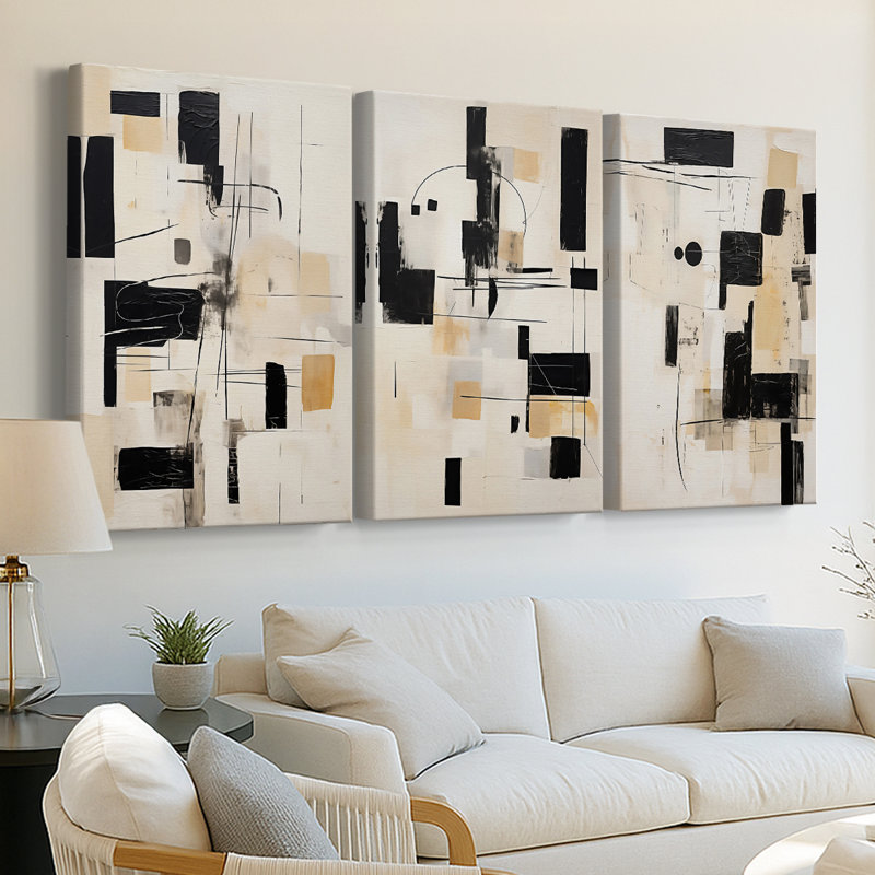 ABSTRACT Series CCCCLX III - Toile tendue sur mesure - 3 pièces, H 36 po x l 72 po