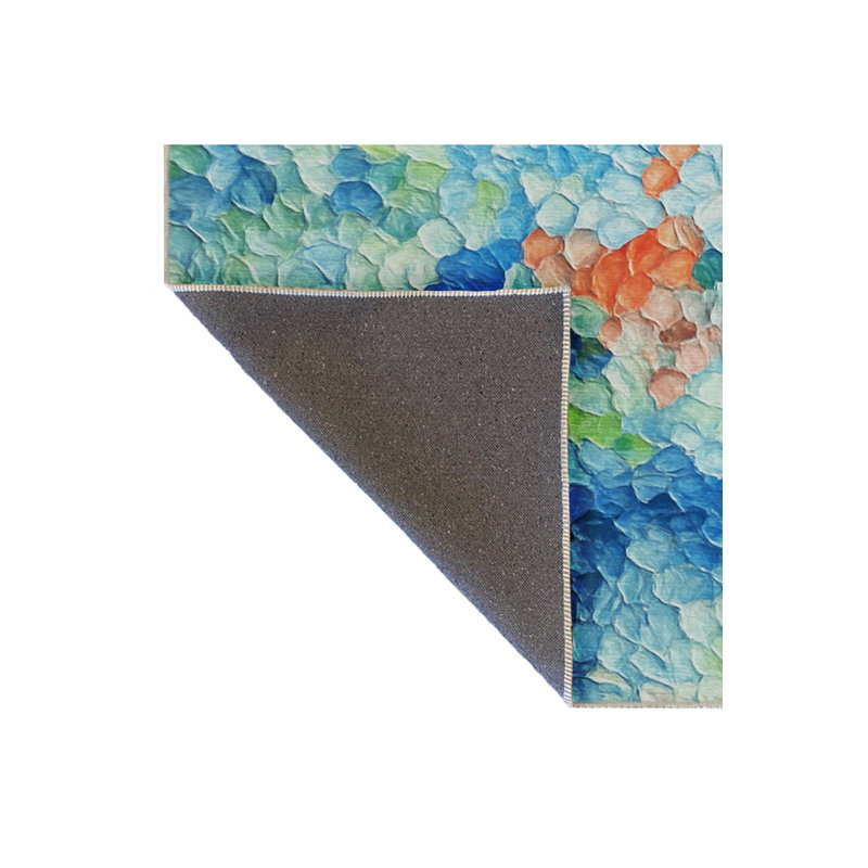 Tapis bleu tissé lavable rétro Mosso, 4'11" x 7'7"