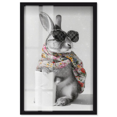 «Glam Roll Rabbit Bathroom Decor Shadowbox» par Art Remedy
