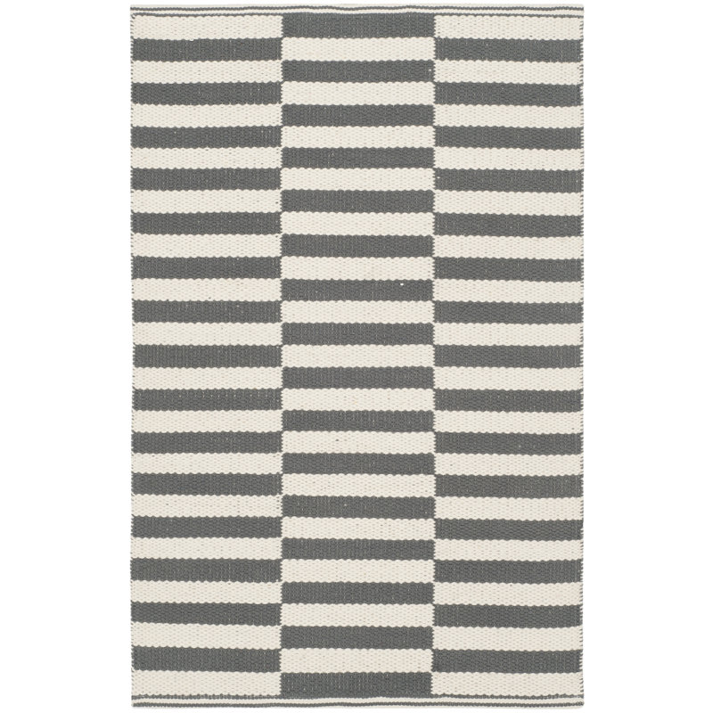 Tapis ivoire / gris en coton Ilona, Rectangle 2 pi 3 po x 5 pi