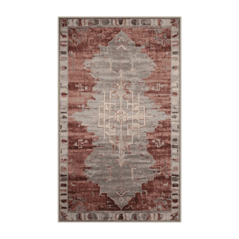 Machine Washable Brown Area Rug, Rectangle 5' x 8'