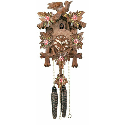  9.5" H Hand-Carved Traditional German Cuckoo Clock - Maple Leaves Design