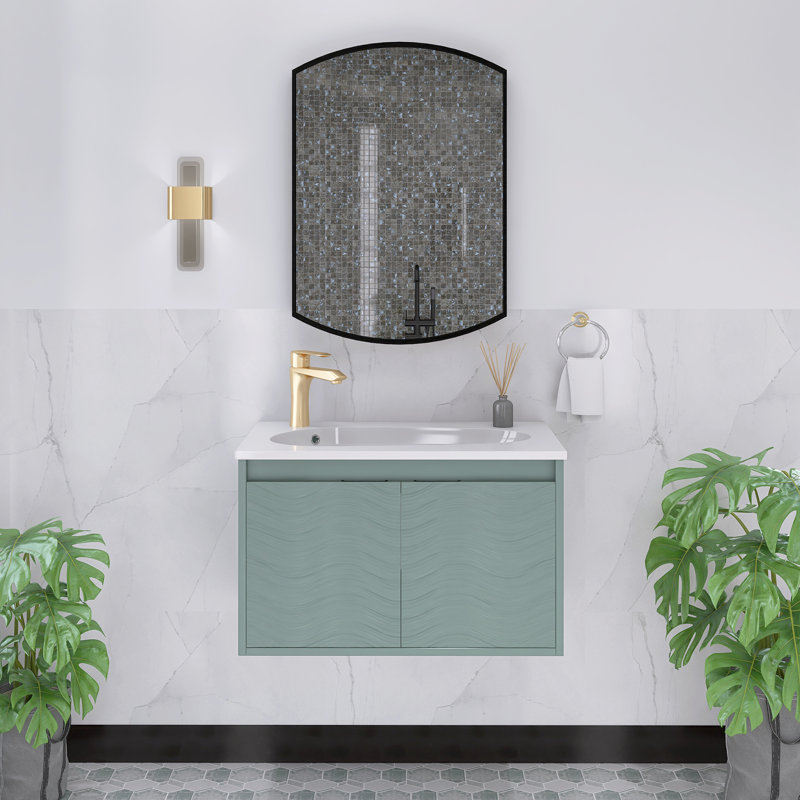 Meuble-lavabo simple 30 po avec plateau en résine Cortni