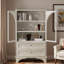 Armoire de rangement vitrée avec 2 tiroirs et tablettes réglables-246230923