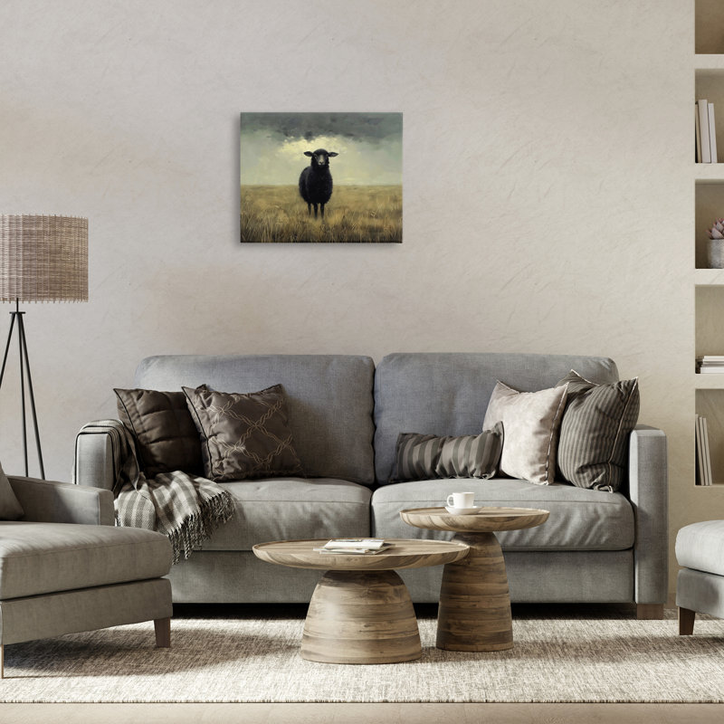 «Black Sheep in Field Field», conception par Arlington Prints, H 16 po x l 20 po