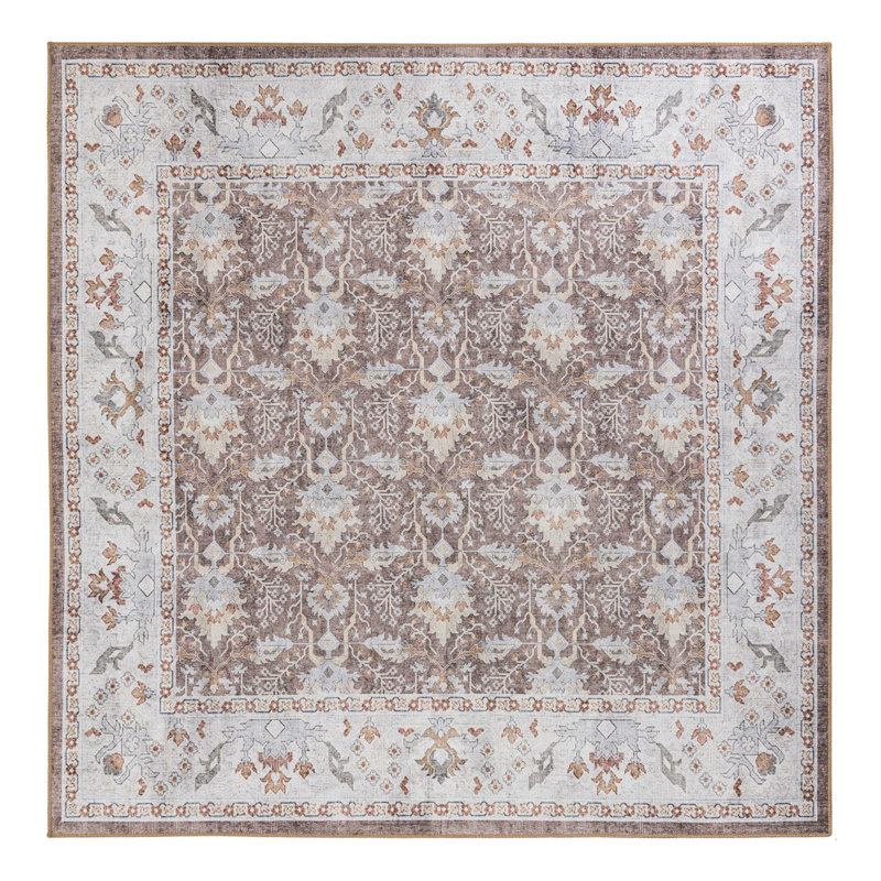 Makensley Performance Chenille Floral Indoor Rug, Square 7'10" x 7'10"