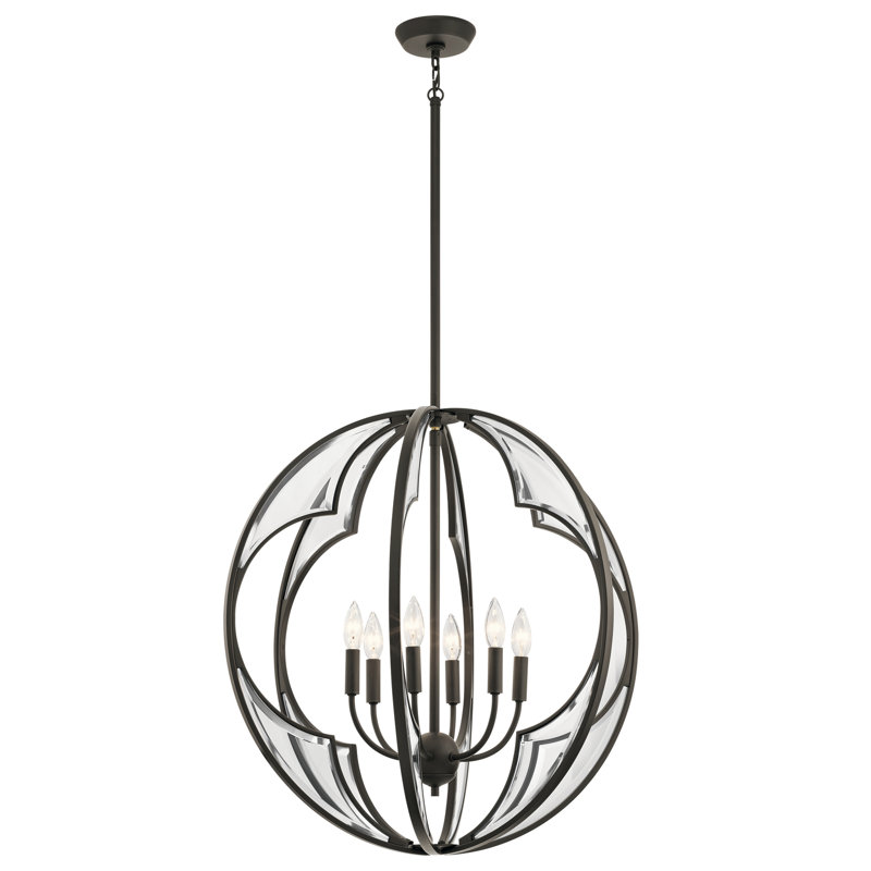 Lustre sphérique unique à 6 lumières Grisham, Bronze vieilli