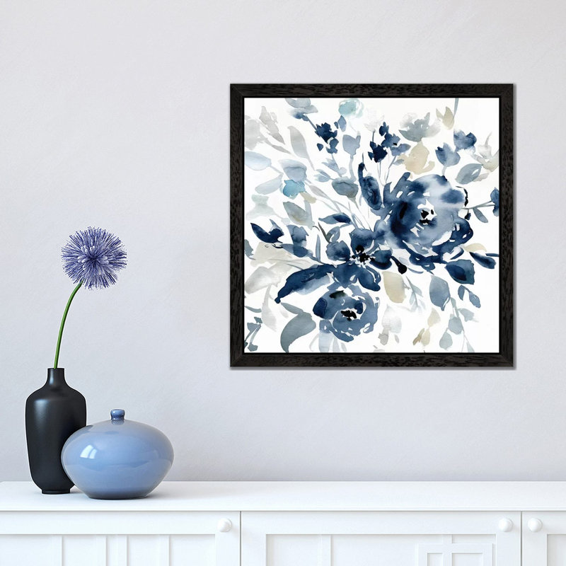 Indigo Garden I by Carol Robinson - Print on Canvas, 93.98 cm H x 93.98 cm W, Black Framed