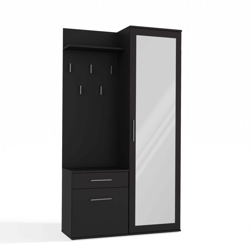 1 Door Laminate Wardrobe, Black