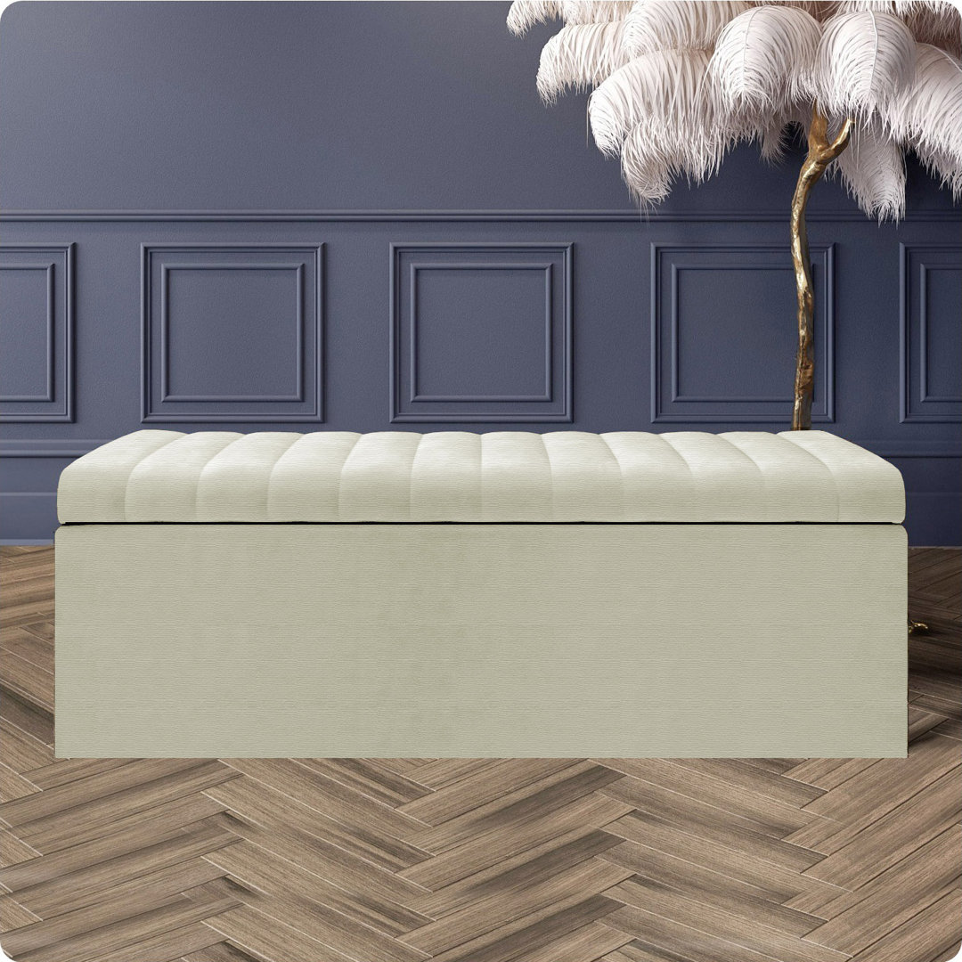 Safar Large Naples Ottoman Storage Box – Multi- Functional Striped Upholstered Blanket Box