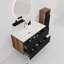 Meuble-lavabo mural 36 po en noyer avec tiroirs noirs doux SANS lavabo, armoire de salle de bain flottante murale-131570066