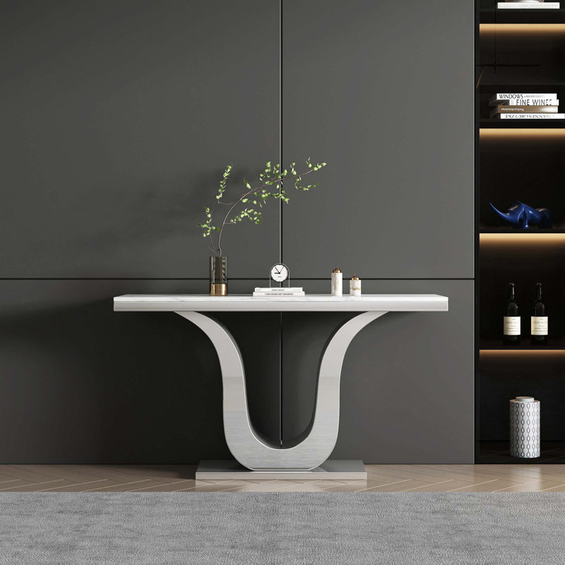 Console de 50 po, Blanc, Argent