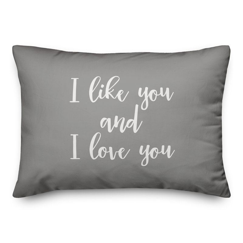  Coussin décoratif «I Like You & I Love You», Gris