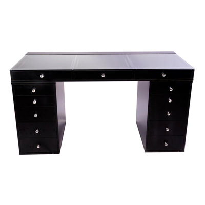 SlayStation Naomi Vanity Table with Glass Tabletop, 4 Drawer Units Bundle, Clear View Glass Top 