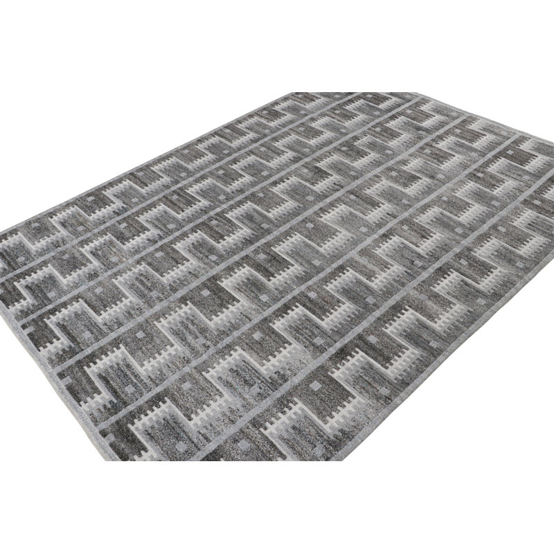 Hand Knotted Area Rug in Gray