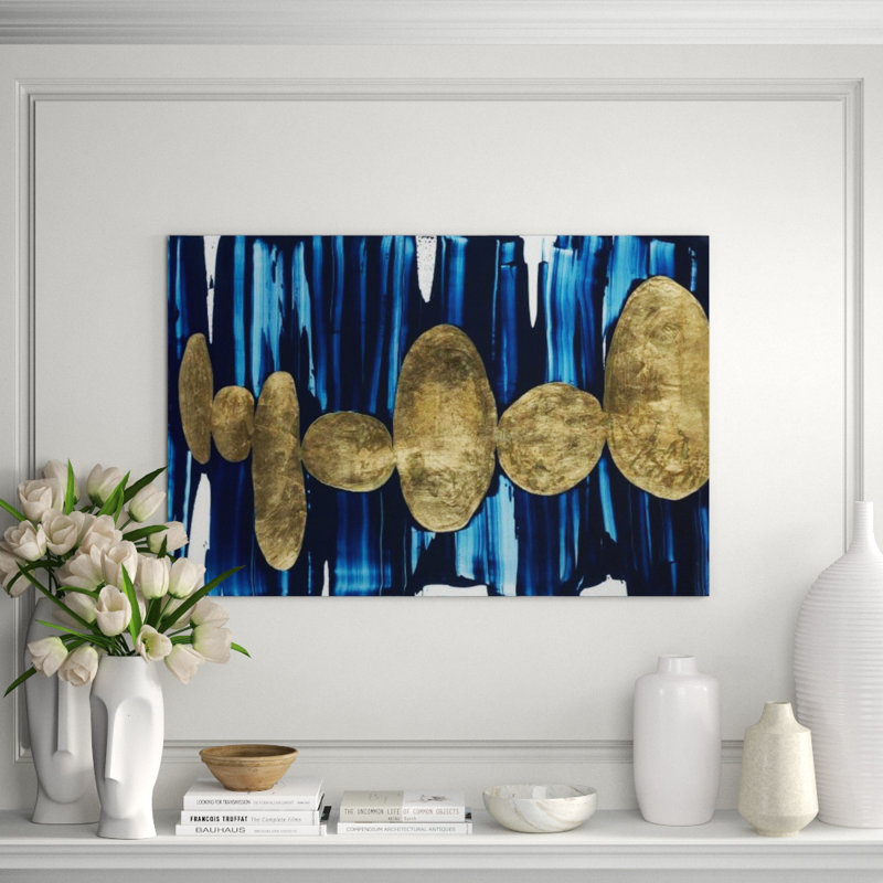 Gilded Pebbles Painting by DAWN SWEITZER, Gild Gold, 30" H x 45" W