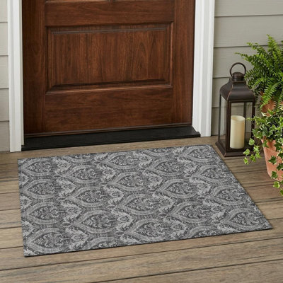 Tapis extérieur lavable et antidérapant 2 pi x 3 pi gris