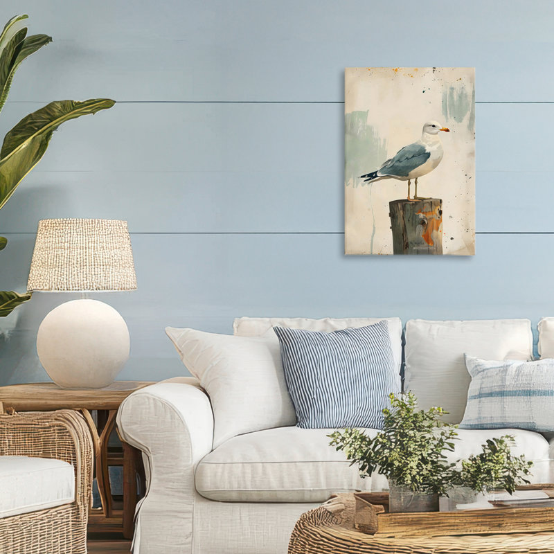 Mouette sur toile tendue, design par LSR Creative Studio, H 24 po x l 16 po