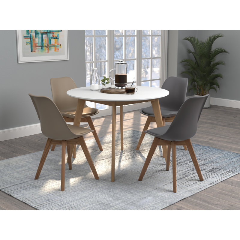 Beverely Oak Round Solid Wood Top Dining Table