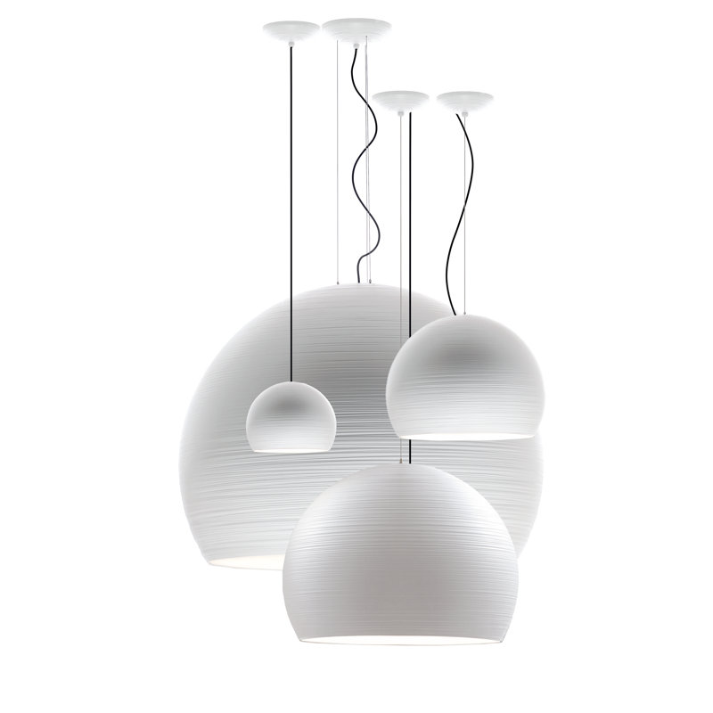 Tyrone Bowl LED Pendant, 150 cm H x 35cm diameter, White lacquer