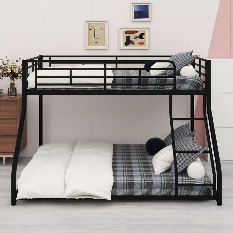 Durable Twin XL Over Queen Metal Drop-Down Bunk Beds
