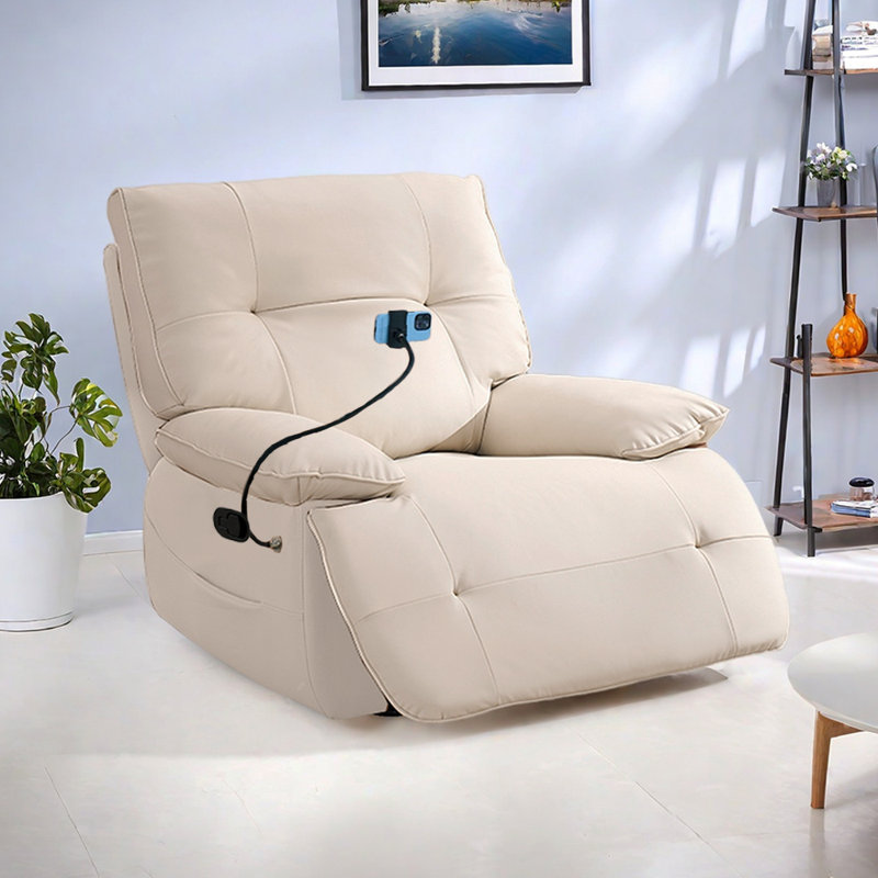 Fauteuil inclinable moderne en similicuir, Beige