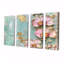 Orchidée rose sur fond bleu rétro - art mural 4 pièces-484129229