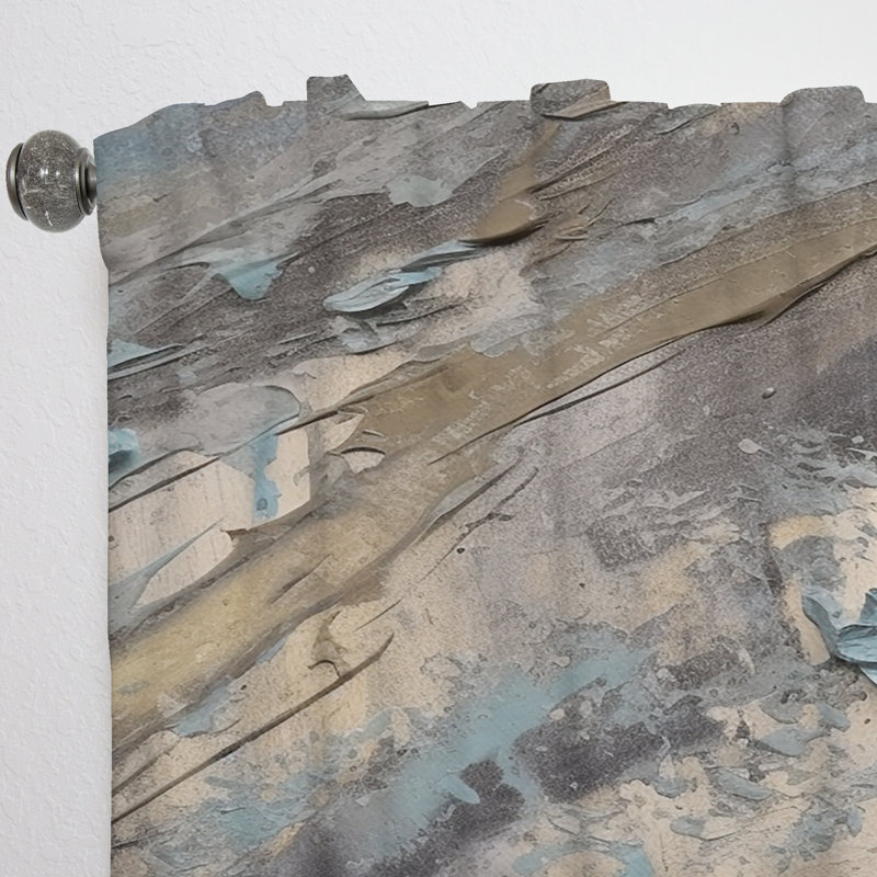 Murfield - beige marbré bleu artistique - rideau en velours moderne - obscurcissant - 1 panneau, L 52 po x L 90 po