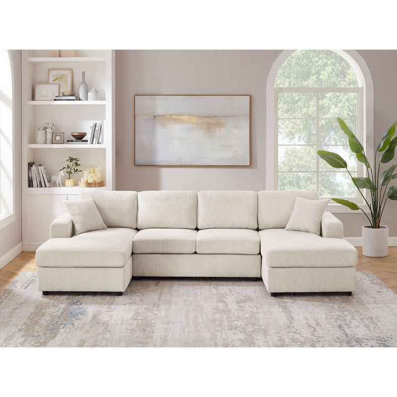 Canapé modulaire rembourré 3 pièces Laiton, 100 % polyester beige