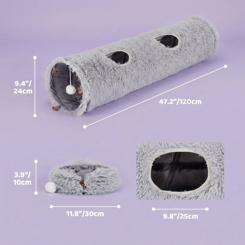 Happy & Polly 47,2 po lit douillet convertible pour chat pour chats d'intérieur gris, Gris