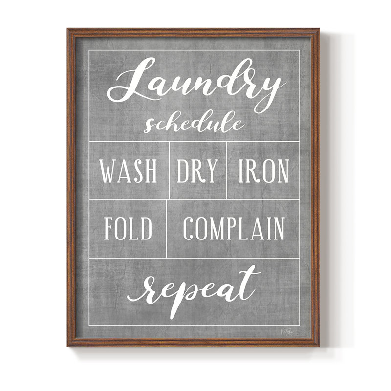 Laundry Schedule Framed Print - Solid Wood, Walnut, 21" H x 17" W