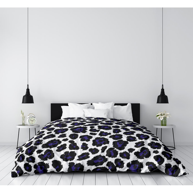 Housse de couette simple, Polyester brossé, Housse de couette pour lit simple, Blanc / noir / mauve