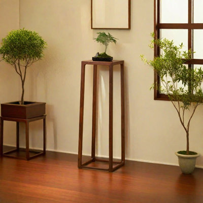 Solid Wood Plant Stand Simple Lines Polished